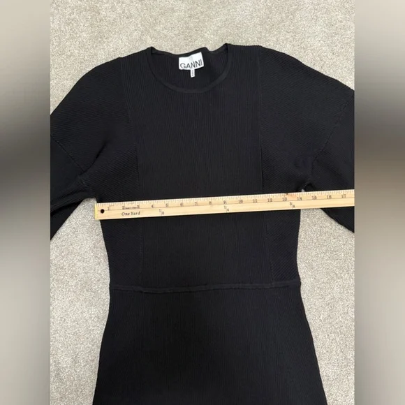 Ganni - Black Knit Dress with Balloon Sleeve - size Medium - LIKE NEW - Picture 8 of 16